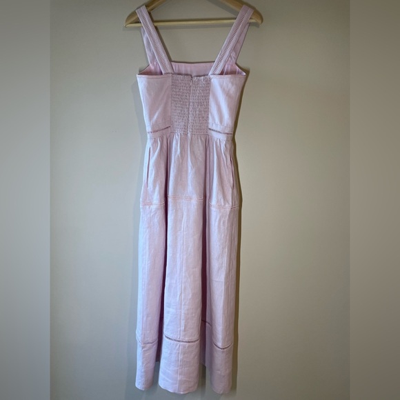 NEW Reformation Everett Linen Midi Dress Cherry Blossom Light Pink | US 6 UK 10 - Picture 5 of 15
